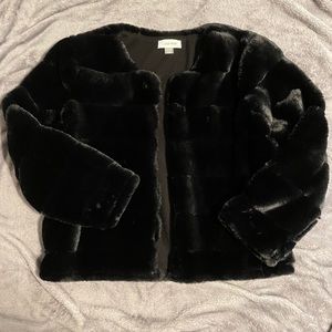 Calvin Klein Faux Fur 3/4 Sleeve Shrug